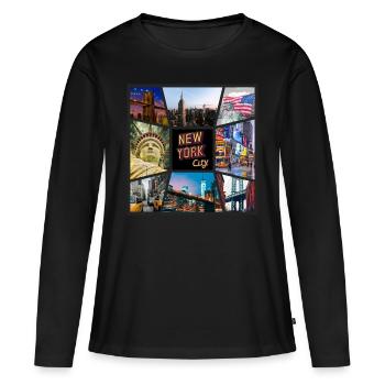 New York City ÉTATS-UNIS Amérique Skyline Ville Métropole - T-shirt manches longues Premium bio Femme - noir - Devant - Julia (174cm)