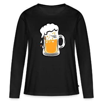 01 Bière de masse gouttes 3c - T-shirt manches longues Premium bio Femme - noir - Devant - Julia (174cm)