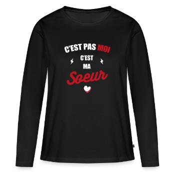 C'EST PAS MOI C'EST MA SOEUR - T-shirt manches longues Premium bio Femme - noir - Devant - Julia (174cm)