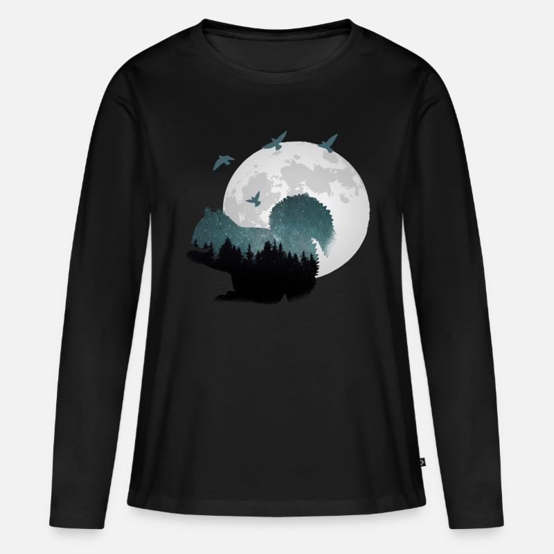Eichhörnchen mit Sternen - Frauen Premium Bio Langarmshirt - Schwarz