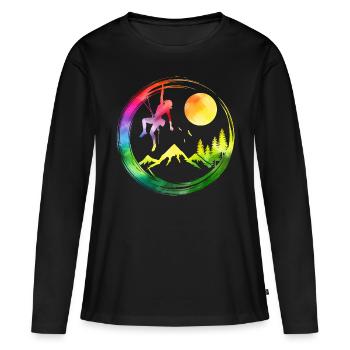 Kletterin Bergsteigerin klettern geschenk - Frauen Premium Bio Langarmshirt - Schwarz - Vorne - Julia (174cm)