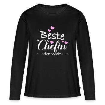 Chefin Beste Welt Verabschiedung Spruch Geschenk - Frauen Premium Bio Langarmshirt - Schwarz - Vorne - Julia (174cm)