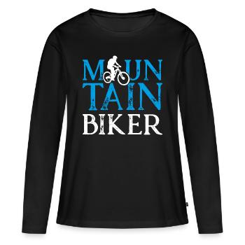 Mountainbike Mountainbiker - Frauen Premium Bio Langarmshirt - Schwarz - Vorne - Julia (174cm)