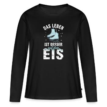 Eislaufen Schlittschuhlaufen Schlittschuhe Eislauf - Frauen Premium Bio Langarmshirt - Schwarz - Vorne - Julia (174cm)