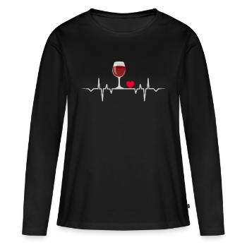 vin rouge vin verre de vin coup de cœur boire vin blanc - T-shirt manches longues Premium bio Femme - noir - Devant - Julia (174cm)