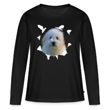 Coton de Tulear - Chien Coton de Tulear - T-shirt manches longues Premium bio Femme - noir - Devant - Julia (174cm)