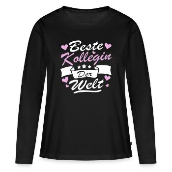 Beste Kollegin der Welt Verabschiedung Spruch - Frauen Premium Bio Langarmshirt - Schwarz - Vorne - Julia (174cm)