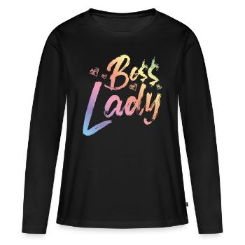 Patron Lady - T-shirt manches longues Premium bio Femme - noir - Devant - Julia (174cm)