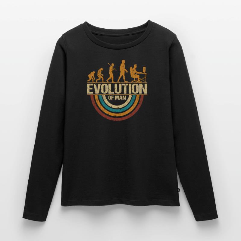 Programmierer Computerfreak Evolution Retro Frauen Premium Bio Langarmshirt