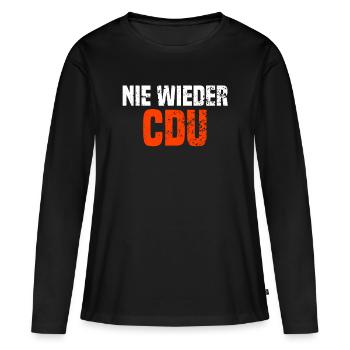 nie wieder CDU 02 - Frauen Premium Bio Langarmshirt - Schwarz - Vorne - Julia (174cm)