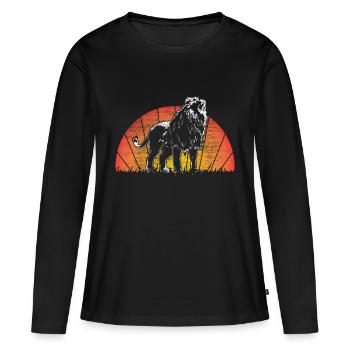Lion Crinière Animal - T-shirt manches longues Premium bio Femme - noir - Devant - Julia (174cm)