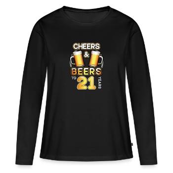 Cheers & Beeren bis 21, drehen 21. Geburtstag Abschlag - Frauen Premium Bio Langarmshirt - Schwarz - Vorne - Julia (174cm)
