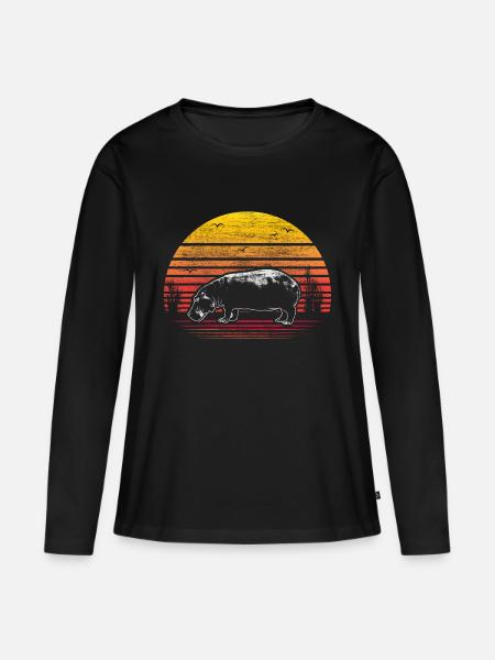 Hippo - Frauen Premium Bio Langarmshirt - Schwarz
