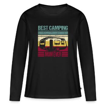 Camping meilleur caravane mama Rengain - T-shirt manches longues Premium bio Femme - noir - Devant - Julia (174cm)