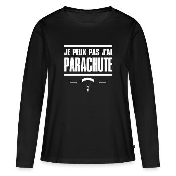 JE PEUX PAS J'AI PARACHUTE - T-shirt manches longues Premium bio Femme - noir - Devant - Julia (174cm)