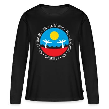 La Réunion - 974 - T-shirt manches longues Premium bio Femme - noir - Devant - Julia (174cm)