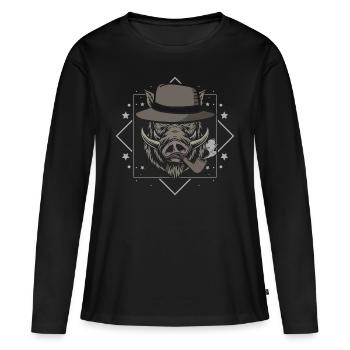 Geiler Keiler Wildschwein Jäger Wildschweinjagd - Frauen Premium Bio Langarmshirt - Schwarz - Vorne - Julia (174cm)