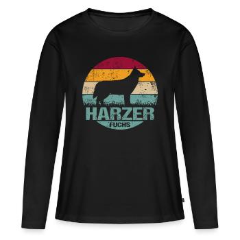 Harzer Fuchs Retro Vintage - Frauen Premium Bio Langarmshirt - Schwarz - Vorne - Julia (174cm)