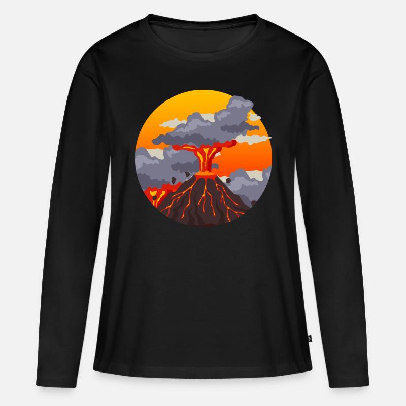 Vulkan - Frauen Premium Bio Langarmshirt - Schwarz