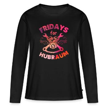 Fridays for Hubraum Sort Drôle anti - T-shirt manches longues Premium bio Femme - noir - Devant - Julia (174cm)