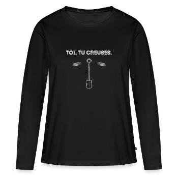 TOI, TU CREUSES - CITATION FILM LE BON LA BRUTE - T-shirt manches longues Premium bio Femme - noir - Devant - Julia (174cm)
