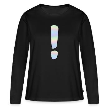 Point d’exclamation holographique - T-shirt manches longues Premium bio Femme - noir - Devant - Julia (174cm)