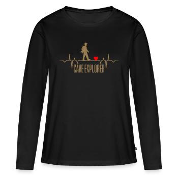 les vrais hommes explorent grottes grottes caves - T-shirt manches longues Premium bio Femme - noir - Devant - Julia (174cm)