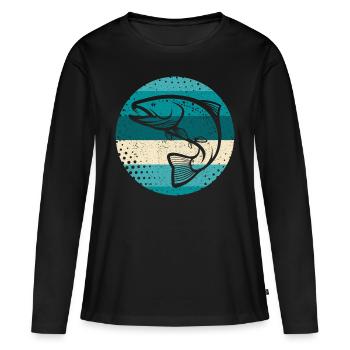 Pêche pêche pêche à la truite pêche - T-shirt manches longues Premium bio Femme - noir - Devant - Julia (174cm)