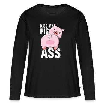 Porc porcins porcins - T-shirt manches longues Premium bio Femme - noir - Devant - Julia (174cm)