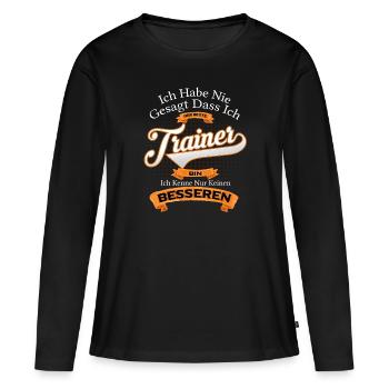 Trainer - Frauen Premium Bio Langarmshirt - Schwarz - Vorne - Julia (174cm)