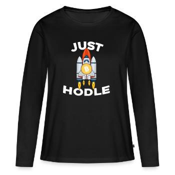 Bitcoin - T-shirt manches longues Premium bio Femme - noir - Devant - Julia (174cm)