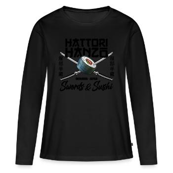Les épées Hattori Hanzo et les sushis japonais - T-shirt manches longues Premium bio Femme - noir - Devant - Julia (174cm)