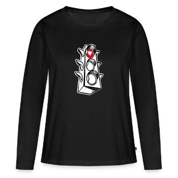 Feu de circulation rouge coeur - T-shirt manches longues Premium bio Femme - noir - Devant - Julia (174cm)