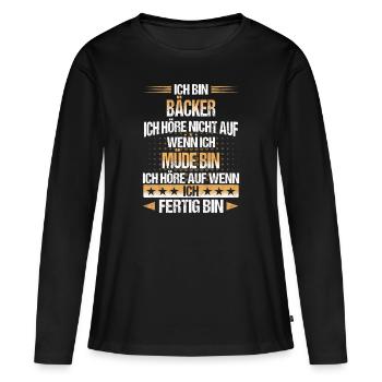 Bäcker Bäckerin Bäckerei Beruf Spruch - Frauen Premium Bio Langarmshirt - Schwarz - Vorne - Julia (174cm)