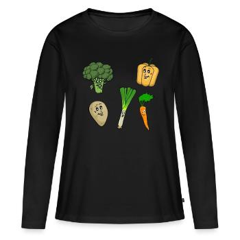 Légumes heureux - T-shirt manches longues Premium bio Femme - noir - Devant - Julia (174cm)