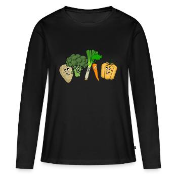 Légumes heureux - T-shirt manches longues Premium bio Femme - noir - Devant - Julia (174cm)