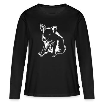 Schwein Sau Eber Silhouette - Frauen Premium Bio Langarmshirt - Schwarz - Vorne - Julia (174cm)
