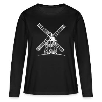 Silhouette du moulin à vent - T-shirt manches longues Premium bio Femme - noir - Devant - Julia (174cm)