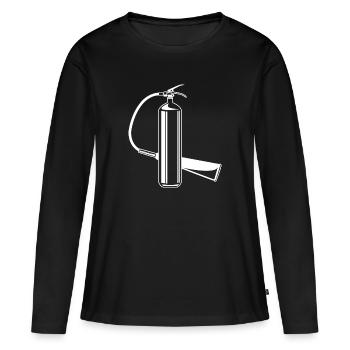 Symbole extincteur symbole pompiers - T-shirt manches longues Premium bio Femme - noir - Devant - Julia (174cm)