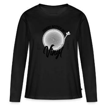 Sonne mieux sur vinyl DJ gift record - T-shirt manches longues Premium bio Femme - noir - Devant - Julia (174cm)