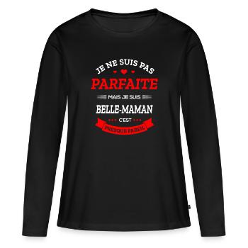 BELLE-MAMAN PARFAITE - T-shirt manches longues Premium bio Femme - noir - Devant - Julia (174cm)