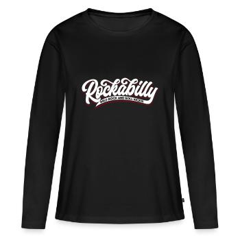 Rockabilly Wild Rock n Roll - Typo - neg - T-shirt manches longues Premium bio Femme - noir - Devant - Julia (174cm)