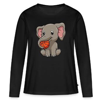 Baby Elephant aime le basket-ball - T-shirt manches longues Premium bio Femme - noir - Devant - Julia (174cm)