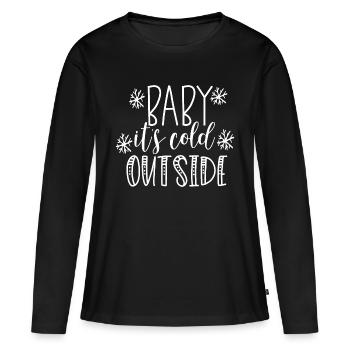 Bébé Il fait froid dehors - T-shirt manches longues Premium bio Femme - noir - Devant - Julia (174cm)