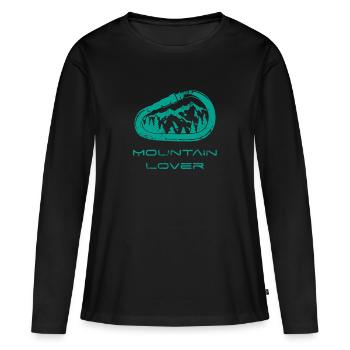 Berglieber Karabiner - Frauen Premium Bio Langarmshirt - Schwarz - Vorne - Julia (174cm)
