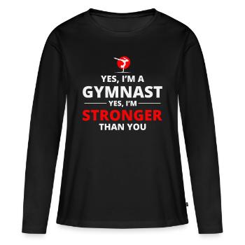 Gymnastique Gymnaste Backflip Tumbling Acrobaties - T-shirt manches longues Premium bio Femme - noir - Devant - Julia (174cm)