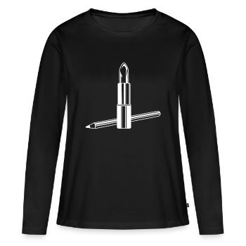 Lippenstift Symbol Make up - Frauen Premium Bio Langarmshirt - Schwarz - Vorne - Julia (174cm)