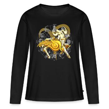 Armure divine du Zodiaque bélier - T-shirt manches longues Premium bio Femme - noir - Devant - Julia (174cm)