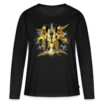 Armure divine du zodiaque des Gémeaux - T-shirt manches longues Premium bio Femme - noir - Devant - Julia (174cm)