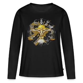 Armure Divine du Zodiaque balance - T-shirt manches longues Premium bio Femme - noir - Devant - Julia (174cm)